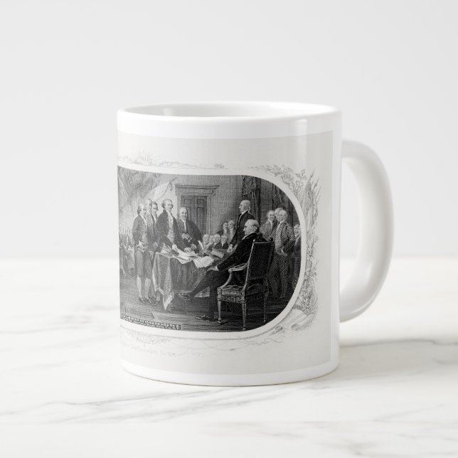 Declaration of Independence Engraving Money Large Coffee Mug (Front Right)