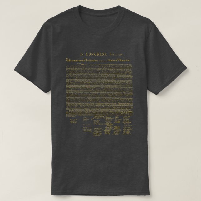 Declaration of Independence Gold T-Shirt (Design Front)