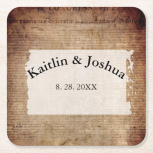 Declaration of Independence 📜 Historical 1776 Square Paper Coaster