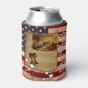 Declaration of Independence on USA-Flag Can Cooler
