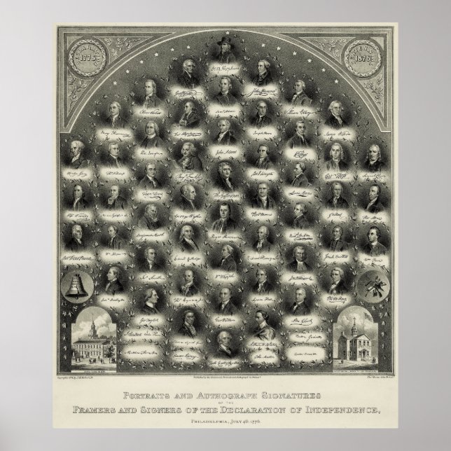 Declaration of Independence Portraits Signatures Poster (Front)