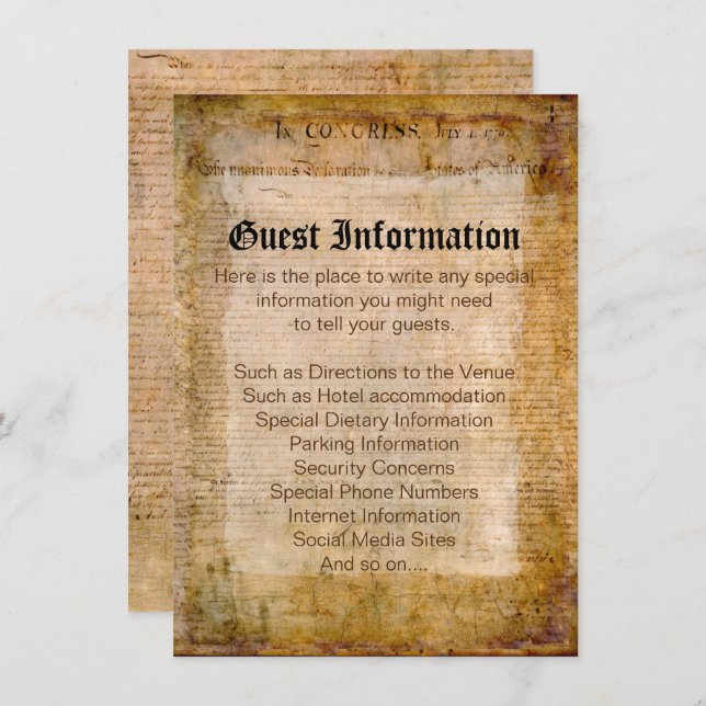 Declaration of Independence 📜 USA Parchment Invitation (Front/Back)