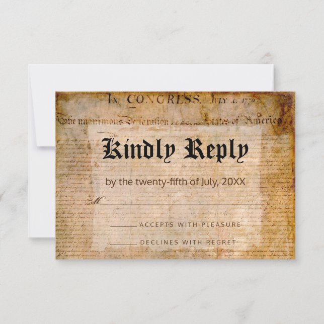 Declaration of Independence 📜 Wedding Parchment  RSVP Card (Front)