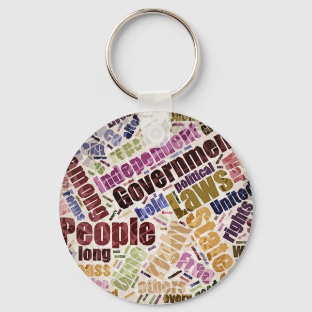 Declaration of Independence Word Cloud Key Ring (Front)