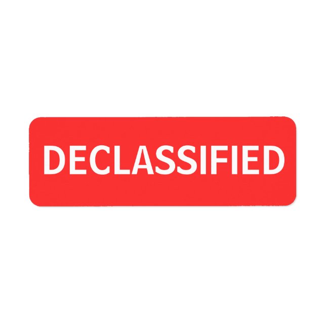 declassified return address label (Front)