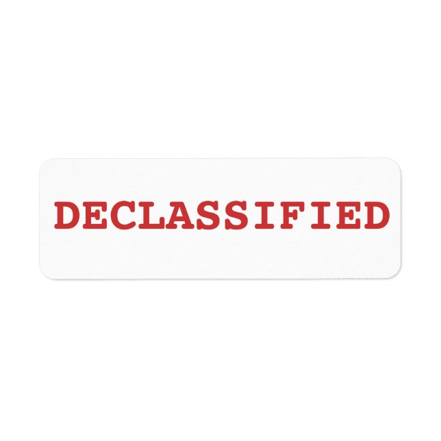 declassified return address label (Front)