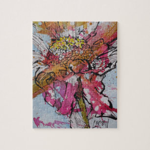 Declining Zinnia 001 / Artist Larry Lerew Jigsaw Puzzle