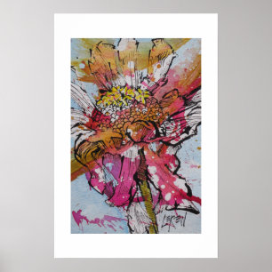 Declining Zinnia 001 / Artist Larry Lerew Poster