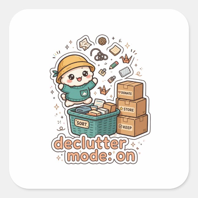 Declutter Mode On Funny Organising Sticker (Front)