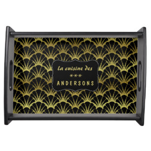 Black And Gold Deco Serving Trays - Food Trays