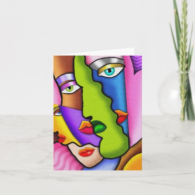 Deco Abstract "Beautiful Faces" note card (Front)