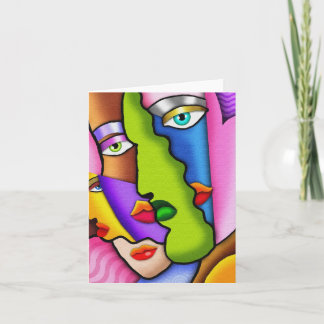 Deco Abstract "Beautiful Faces" note card