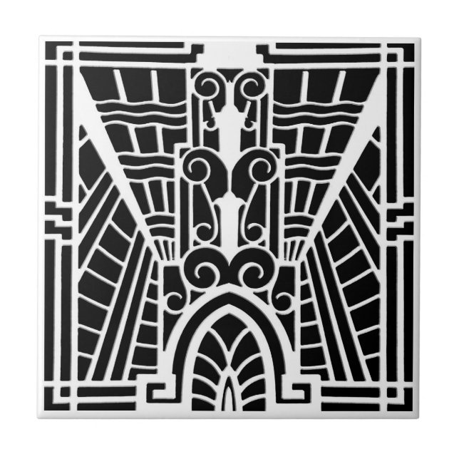 Deco Architectural Pattern, Black and White Tile (Front)