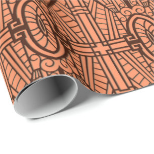 Deco Architectural Pattern, Copper and Brown Wrapping Paper