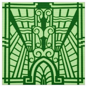 Deco Architectural Pattern, Light Jade Green Fabric