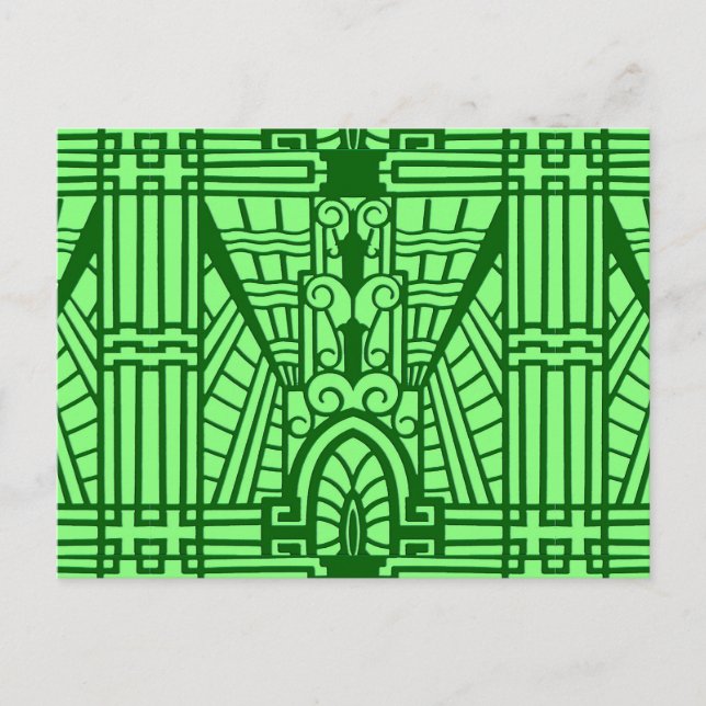 Deco Architectural Pattern, Light Jade Green Postcard (Front)