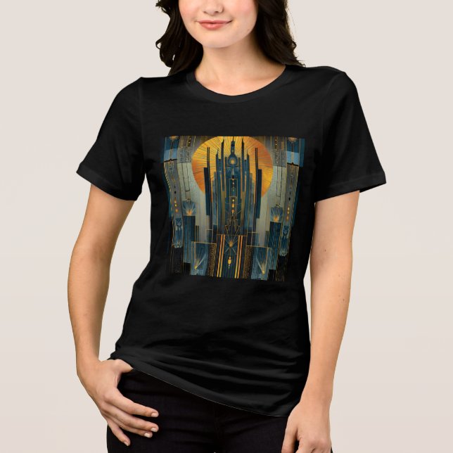 Deco Architecture At Night Tri-Blend Shirt (Front)