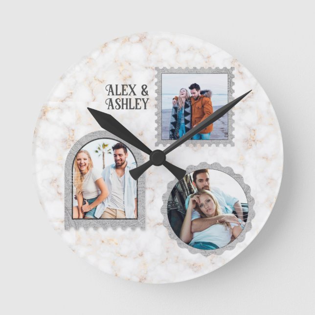 Deco Art Modern Customised Photo Name Round Clock (Front)