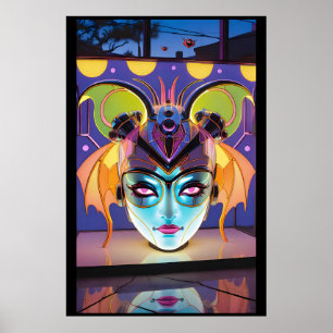 Deco Bat Lady Lantern Poster