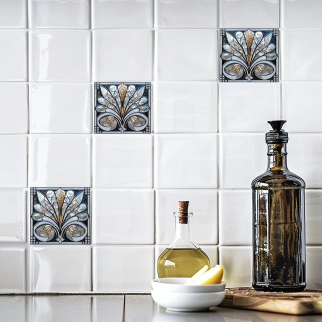  Deco Beautiful Black White Iridescent Glass Gold  Ceramic Tile (Creator Uploaded)