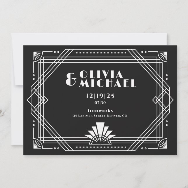 Deco Black and White Invitation (Front)