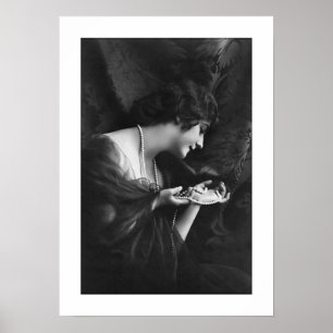 deco black and white ornate drapery pearls poster