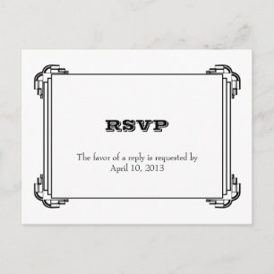 Deco black frame wedding RSVP response card
