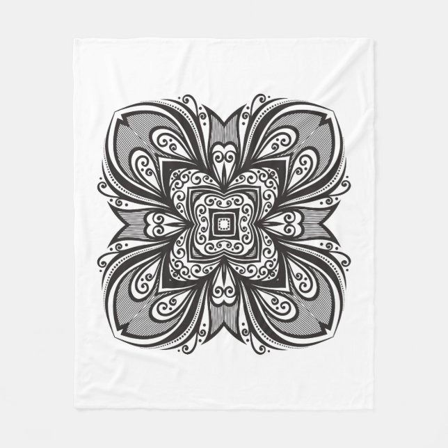 Deco Black Square Inspired Fleece Blanket (Front)