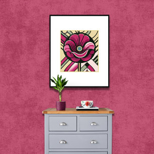 Deco Bloom: The Purple Poppy Poster