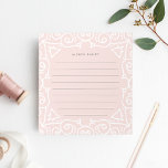 Deco Blush | Lined Notepad<br><div class="desc">Chic personalised notepad in pale blush pink features an ornate white art deco style border with your name or choice of personalisation at the top in medium grey. Lined for easy notekeeping.</div>