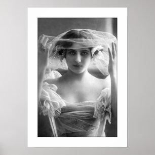 deco bride black and white veil poster