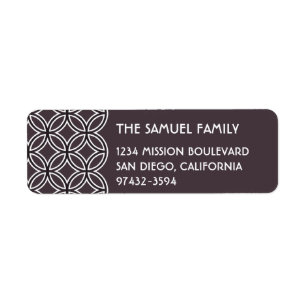 Deco brown interlocking circle pattern address return address label