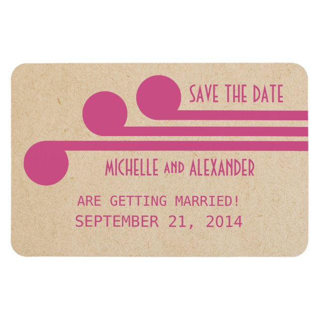 Deco Chic Save the Date Magnet, Fuchsia Magnet (Horizontal)