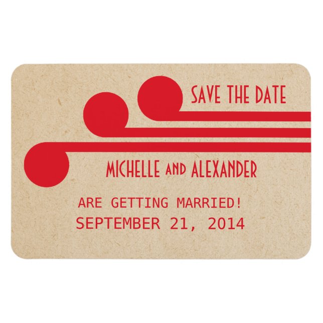 Deco Chic Save the Date Magnet, Red Magnet (Horizontal)