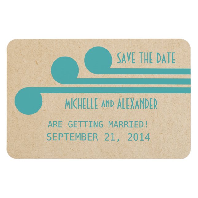 Deco Chic Save the Date Magnet, Teal Magnet (Horizontal)