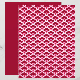 Deco Chinese Scallops, Burgundy and Pink
