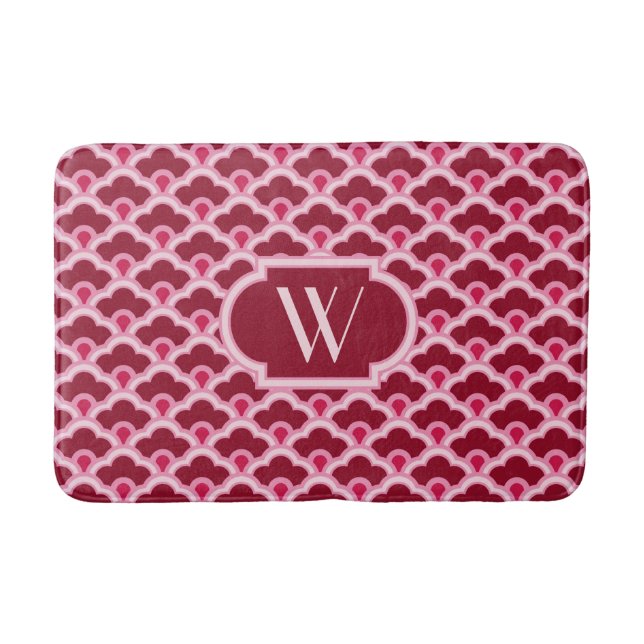 Deco Chinese Scallops, Burgundy Wine and Pink Bath Mat (Front)
