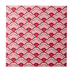 Deco Chinese Scallops, Fuchsia and Light Pink Cera Ceramic Tile