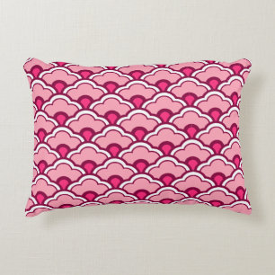 Deco Chinese Scallops, Fuchsia and Light Pink Decorative Cushion