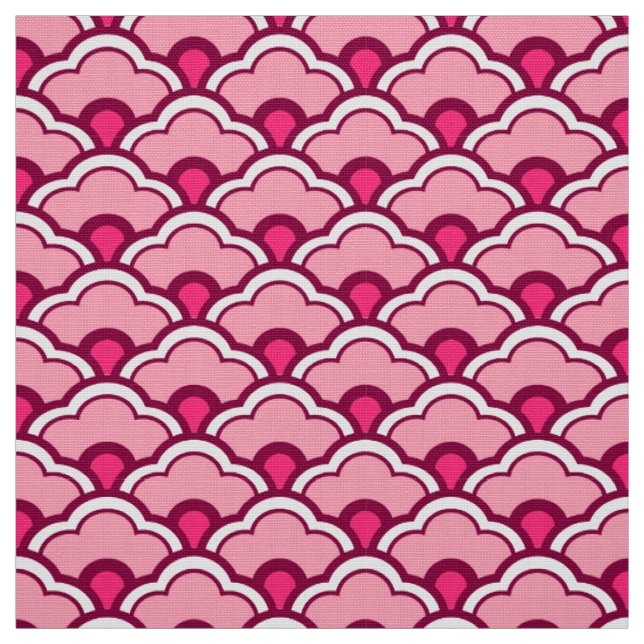 Deco Chinese Scallops, Fuchsia and Light Pink Fabric (Swatch)