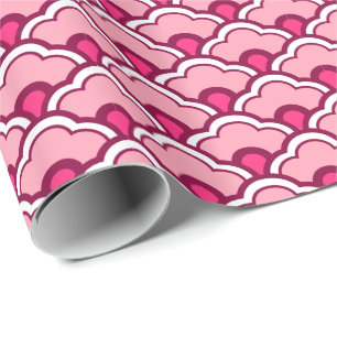 Deco Chinese Scallops, Fuchsia and Light Pink Wrapping Paper