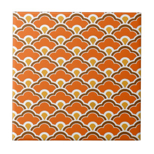 Deco Chinese Scallops, Mandarin Orange  Ceramic Tile