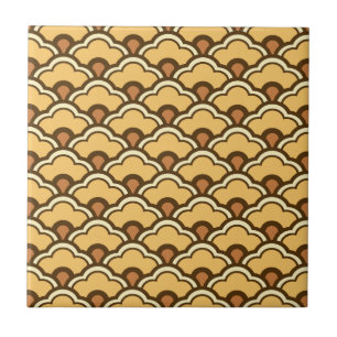 Deco Chinese Scallops, Mustard Gold and Brown Tile
