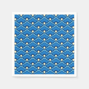 Deco Chinese Scallops, Ocean Blue and Indigo Napkin