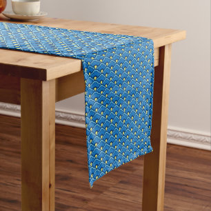Deco Chinese Scallops, Ocean Blue and Indigo Short Table Runner