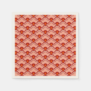 Deco Chinese Scallops, Peach, Rust and Cream Napkin