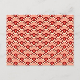 Deco Chinese Scallops, Peach, Rust and Cream Postcard