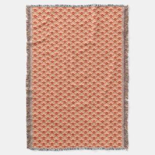 Deco Chinese Scallops, Peach, Rust and Cream Throw Blanket