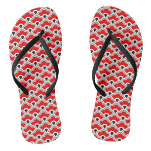 Deco Chinese Scallops, Red, Grey, Black and White Thongs