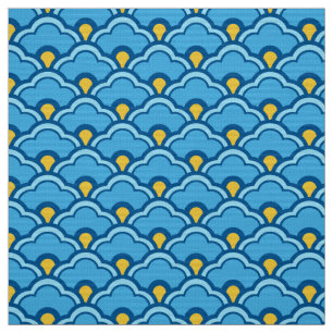 Deco Chinese Scallops, Turquoise and Aqua Fabric